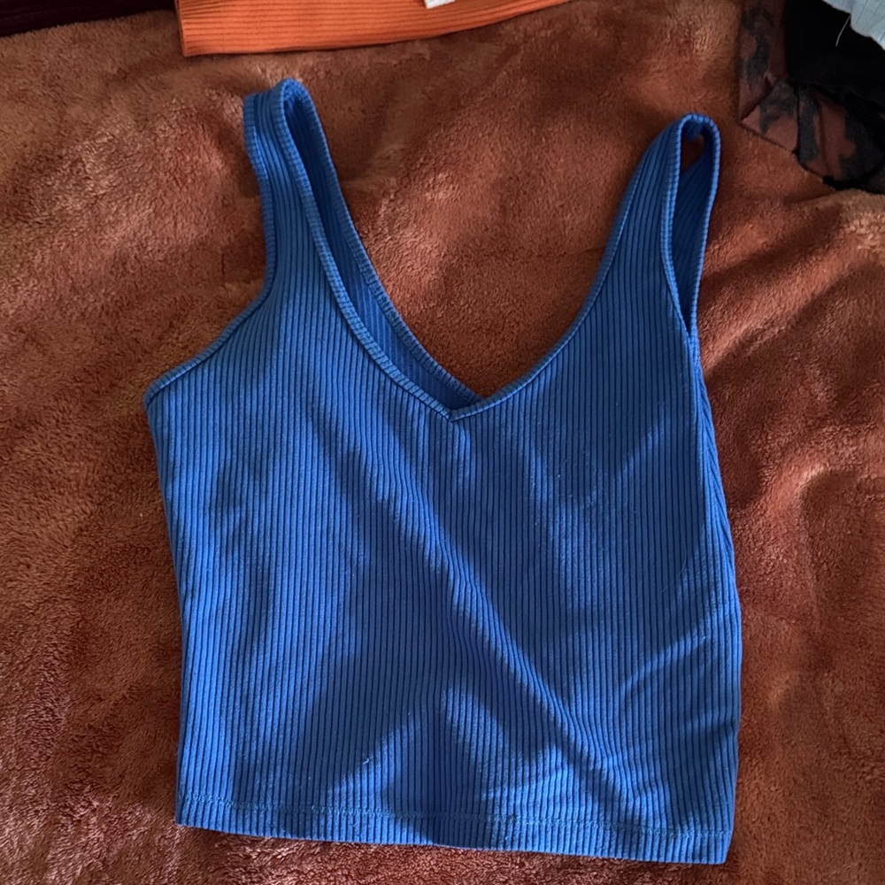 Hollister Blue Ribbed V-Neck Tank Top